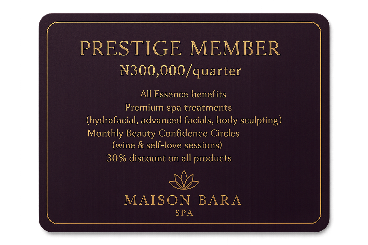 Prestige Member Card